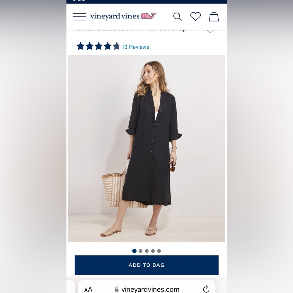 Vineyard Vines Linen Cover Up Caftan Dress